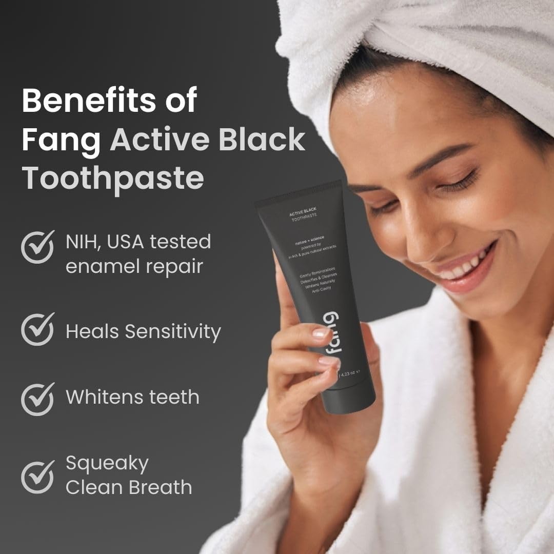 Fang Natural Toothpaste|Teeth Whitening | (Pack of 2 , Activated Charcoal)