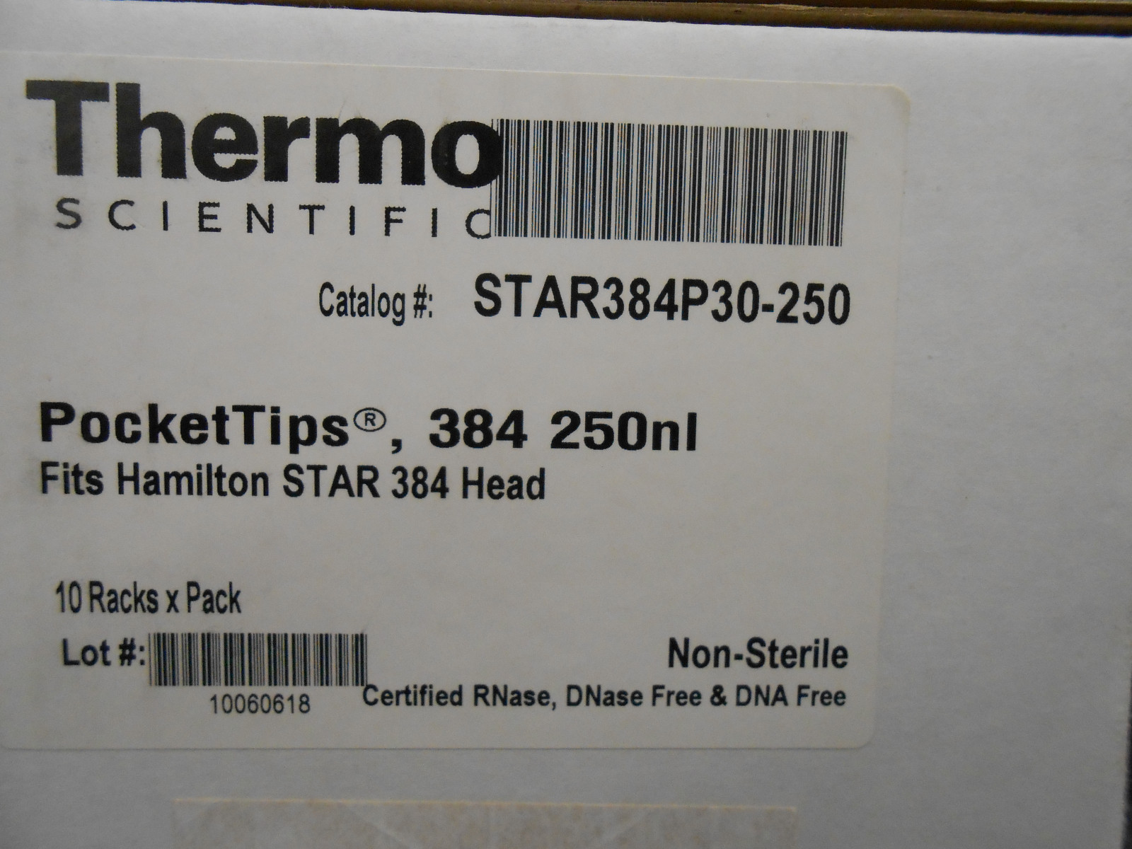 LOT OF 3072 THERMO #STAR384P30-250 POCKETTIPS 250nl 384 TIPS/RK x 8/RKS