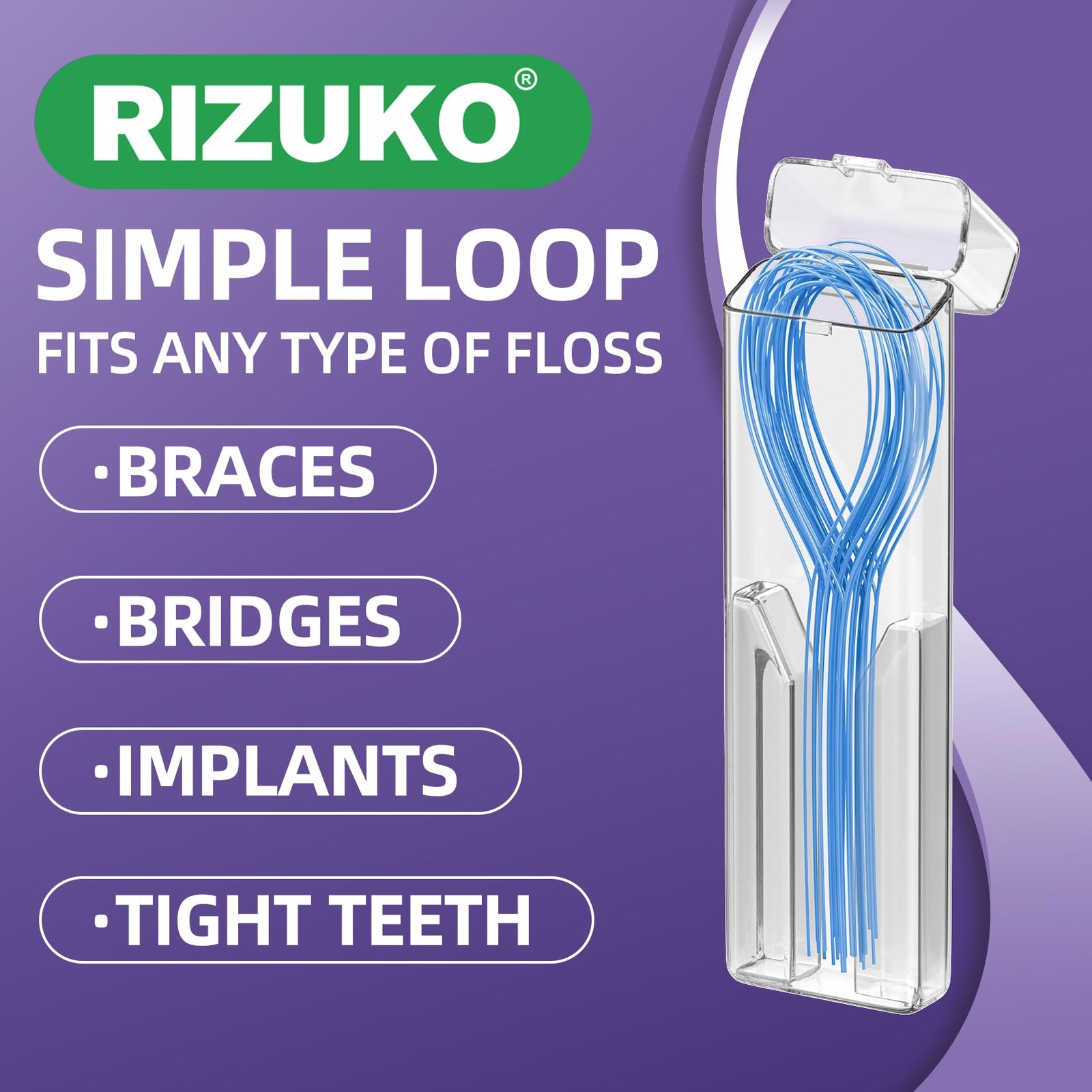 RIZUKO Floss Threaders,Deep Clean Dental 70 Count (Pack of 6), Blue
