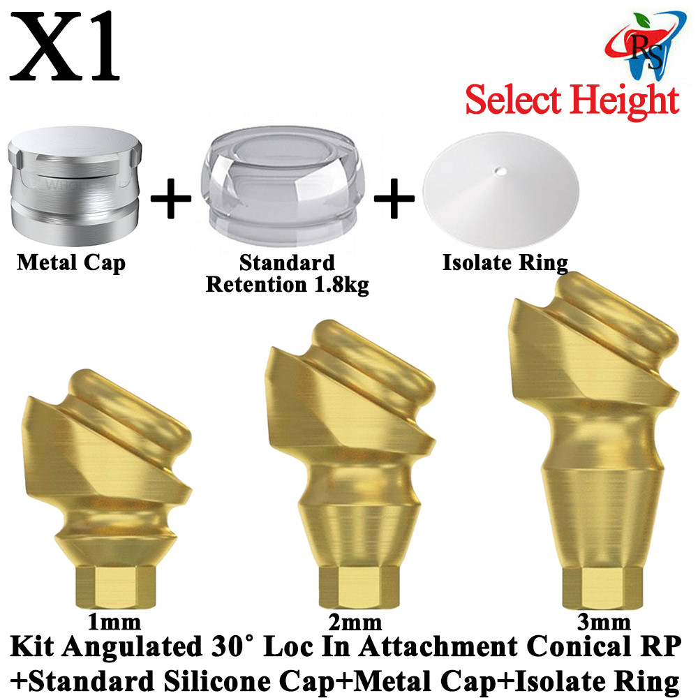 1x Kit Angulated 30˚ Loc In Attachment Conical RP Standard Silicone Cap Ring