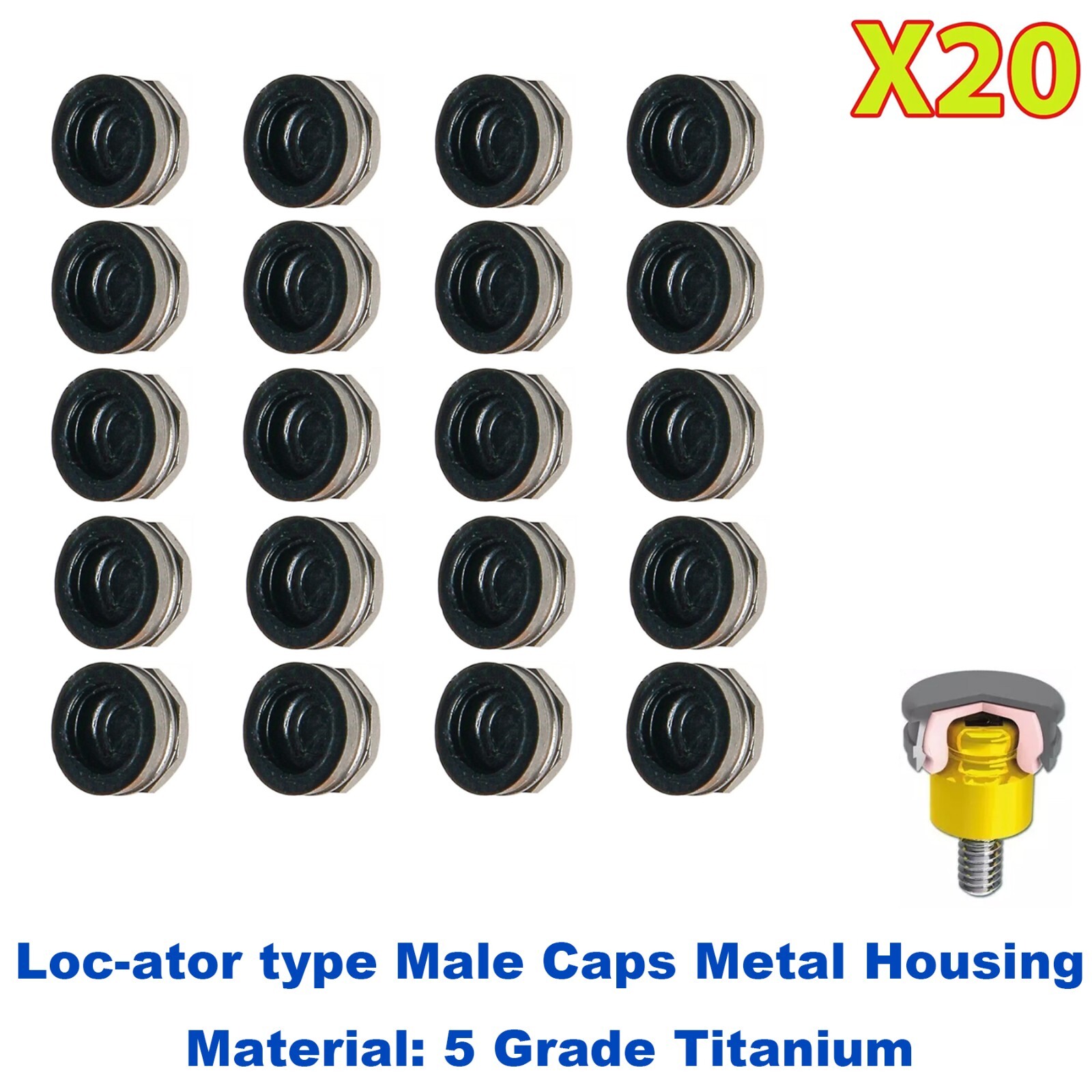 US 20Pcs Metal Housing Laboratory Processing Caps for Implant Locator Abutments