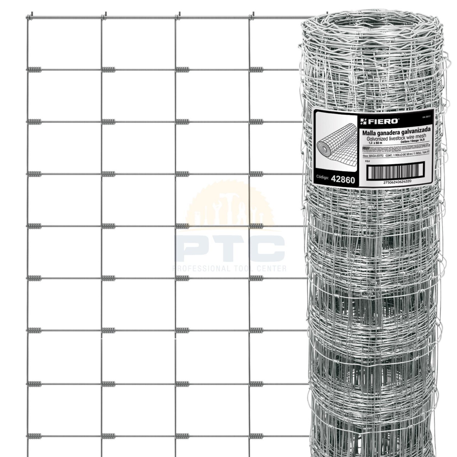 Fiero MAGA-50X12 50 m x 1.2 m roll of galvanized steel livestock mesh