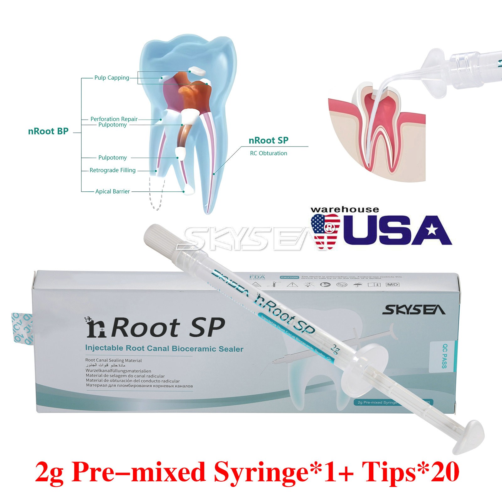 nRoot SP Dental Bioceramic Root Canal Sealing Composite Fill Material 2 g/pcs
