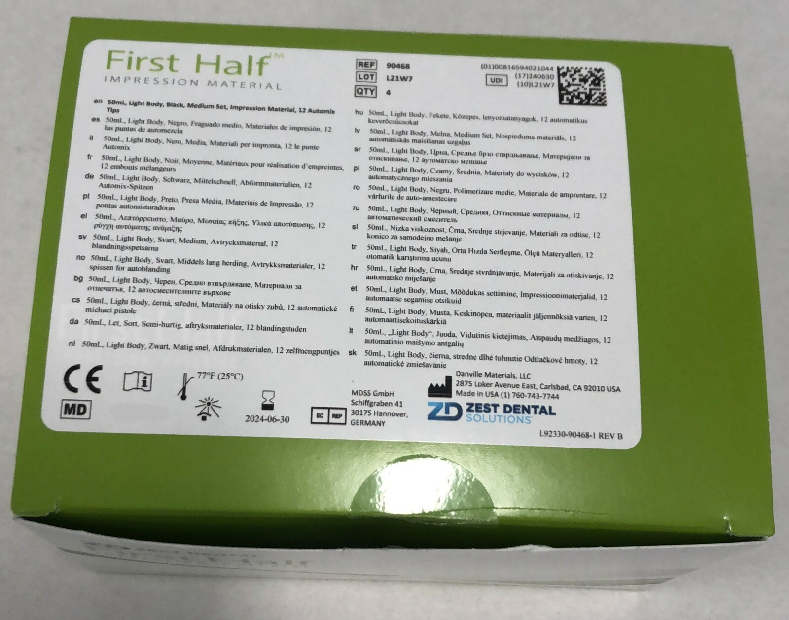 *4-Pack* Zest Dental First Half Impression Material 50mL Cartridges 90468