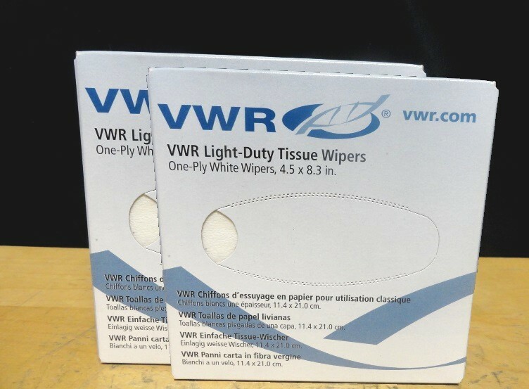 VWR 4.5″x 8.3″ (NEW Lot of 2) Light-Duty Tissue Wipers One-Ply White 82003-820