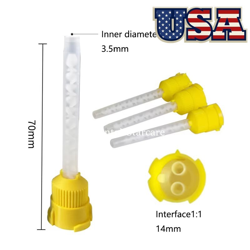 50 Pcs Dental Mixing Tips For Impression Material Tips Long/Short 1:1 Ratio USA