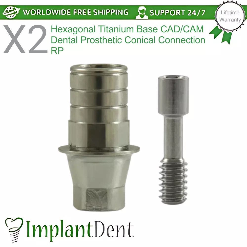 2x Dental Anti Rotational Titanium Base CAD/CAM Prosthetic Conical Connection RP