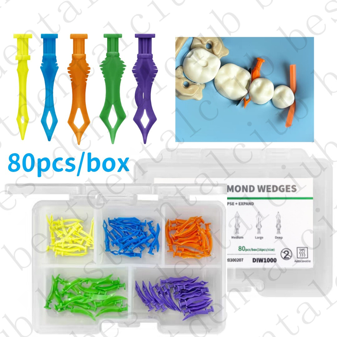 80pcs Dental Diamond Wedges Plastic Fixing Diastema Adaptive Interdental Wedge