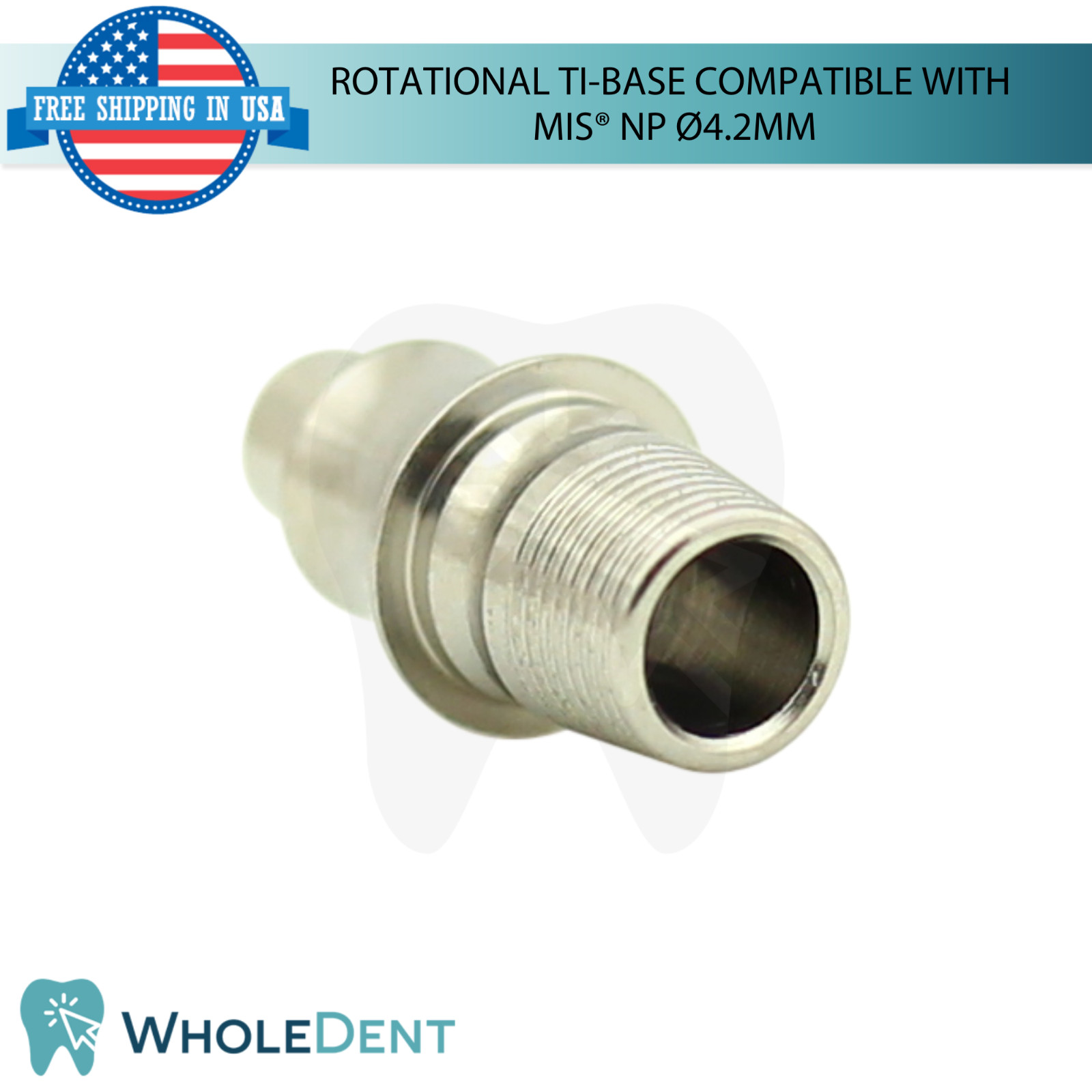 5x Dental Rotational Ti-Base Ø4.2mm NP MIS® Compatible Int Hex System 2.10mm