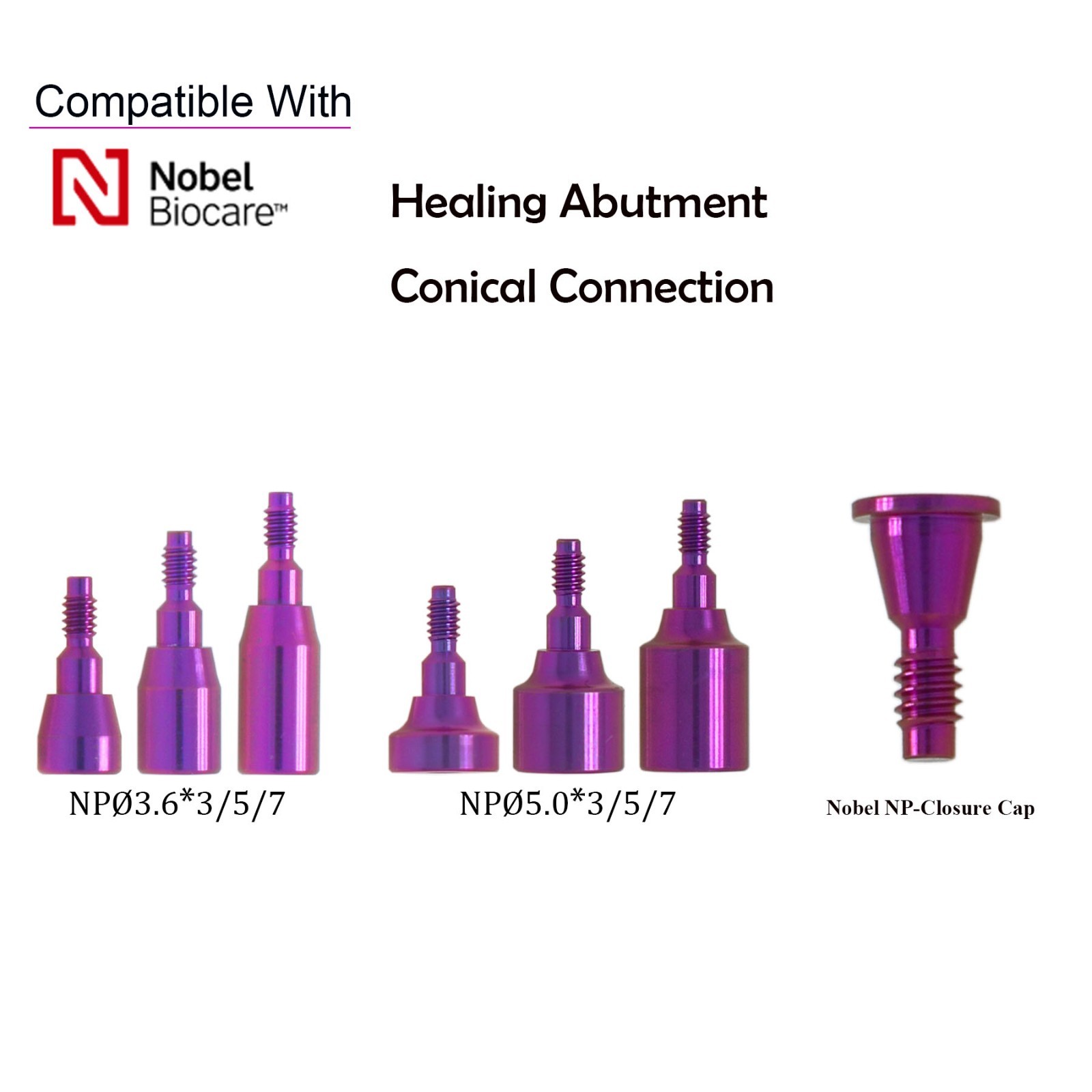 US NOB Dental Healing Cap Abutment NP ∅3.6 ∅5.0 3/5/7mm Fit Nobel Biocare Active