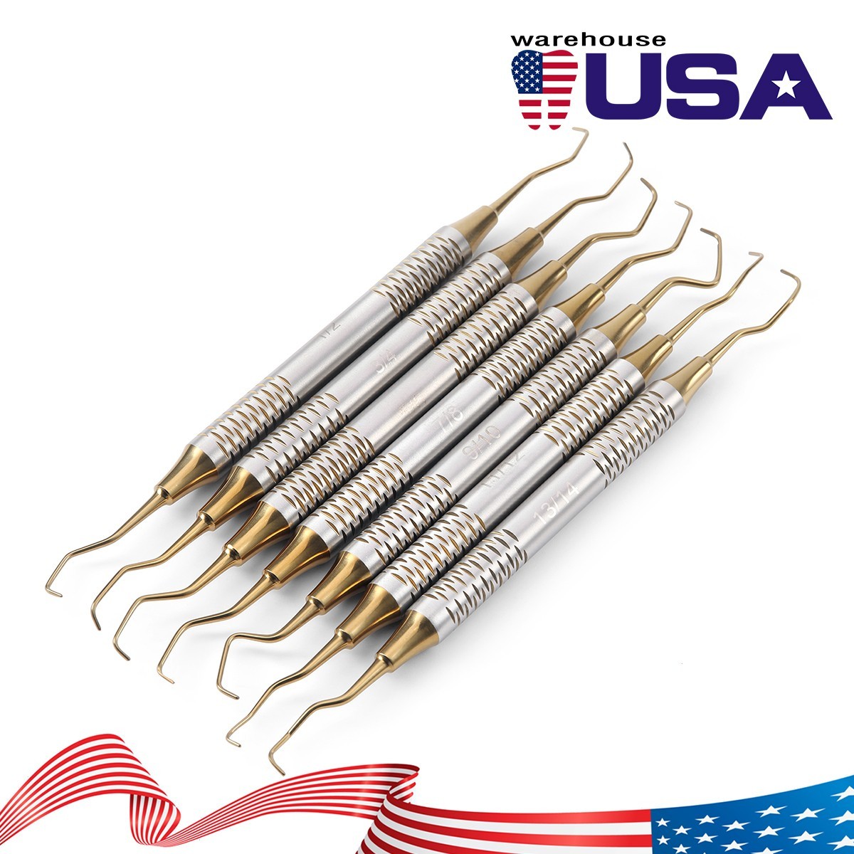 7Pcs Dental Periodontal Scaler Periodontal Hygiene Pick Tool Hand Instrument