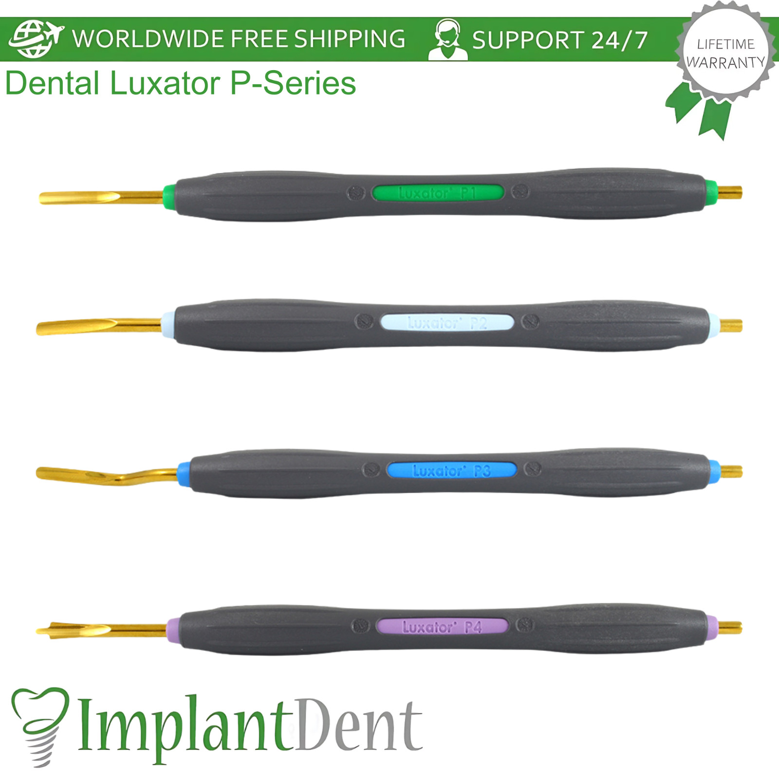 Dental Luxator P-Series Titanium-Coated Stainless Steel Instrument 3mm Wide