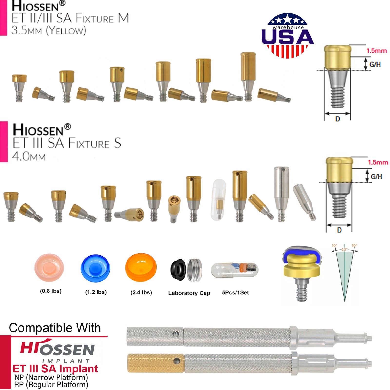 US Overdenture Fit Zest Locator Ti Abutment Retention Caps Hiossen Nobel Zimmer