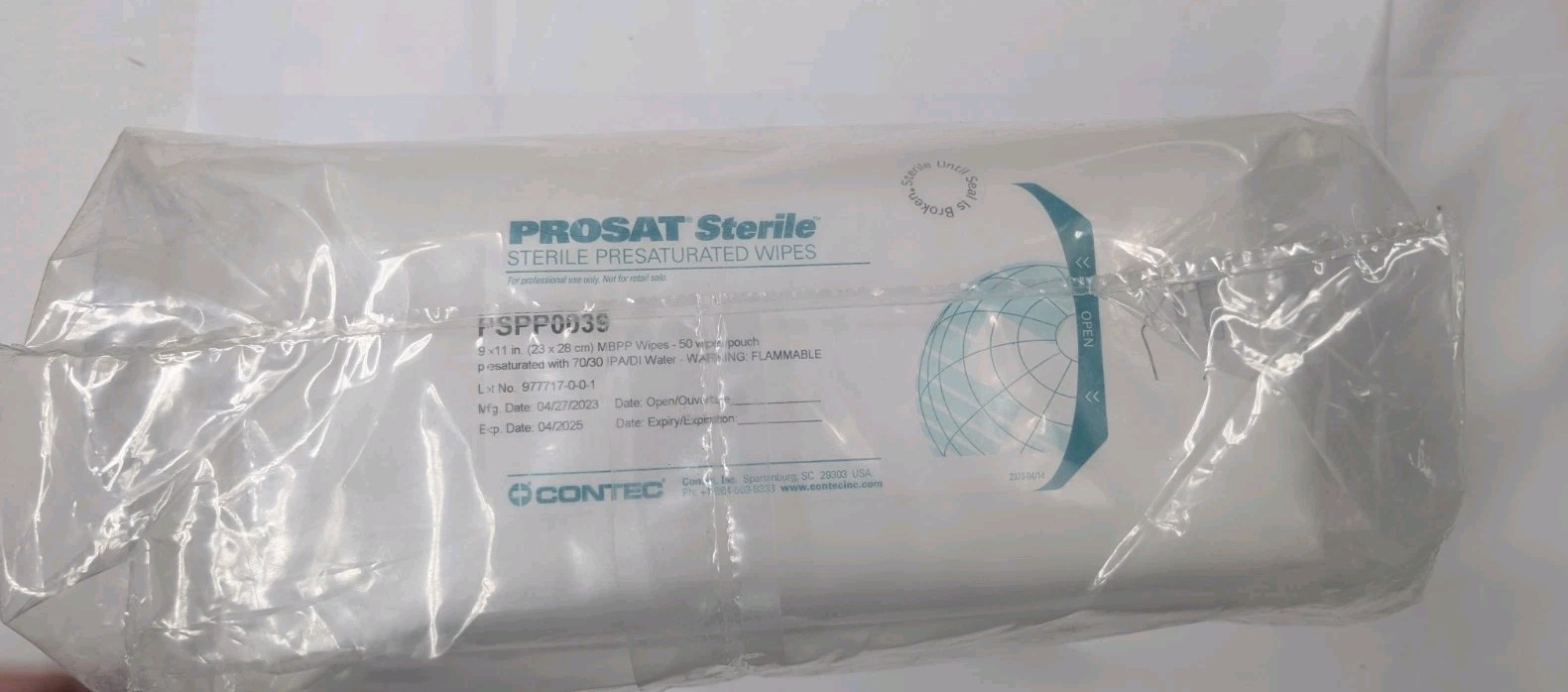 Contec Prosat Sterile SPP0939 IPA Wipes 9×11 50/Pouch EXPIRED Lot of 4