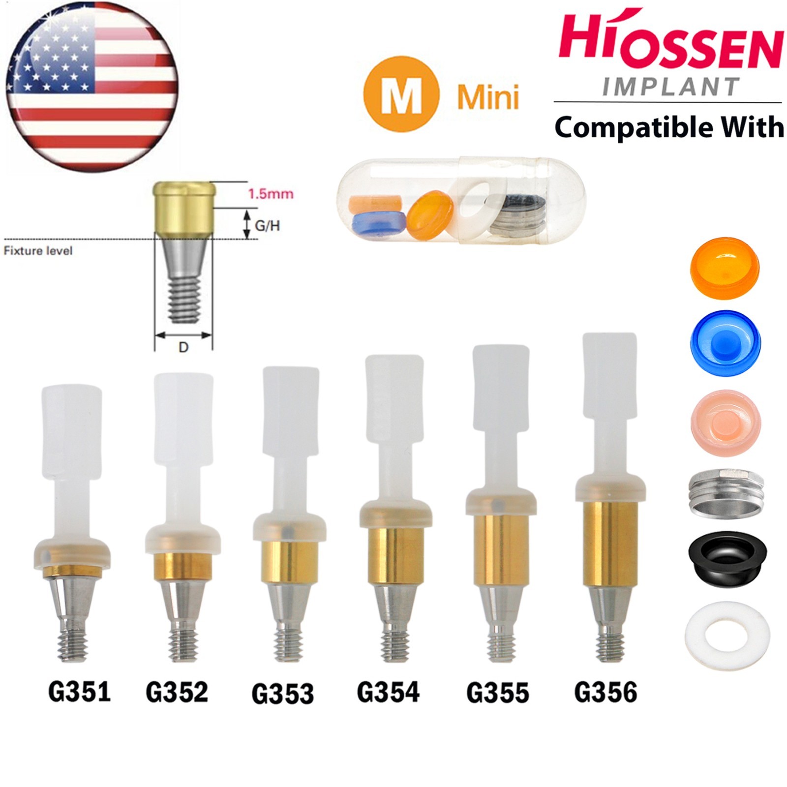 US Overdenture Locator Ti Abutment Fit Zest Retention Caps Hiossen Nobel Zimmer