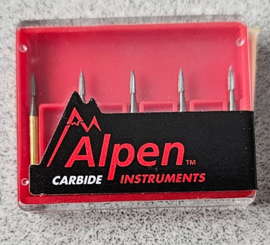 Alpen Instruments #R707901 FG 12 Flute Needle Shape Carbide Bur- 1 Pk of 5 Burs
