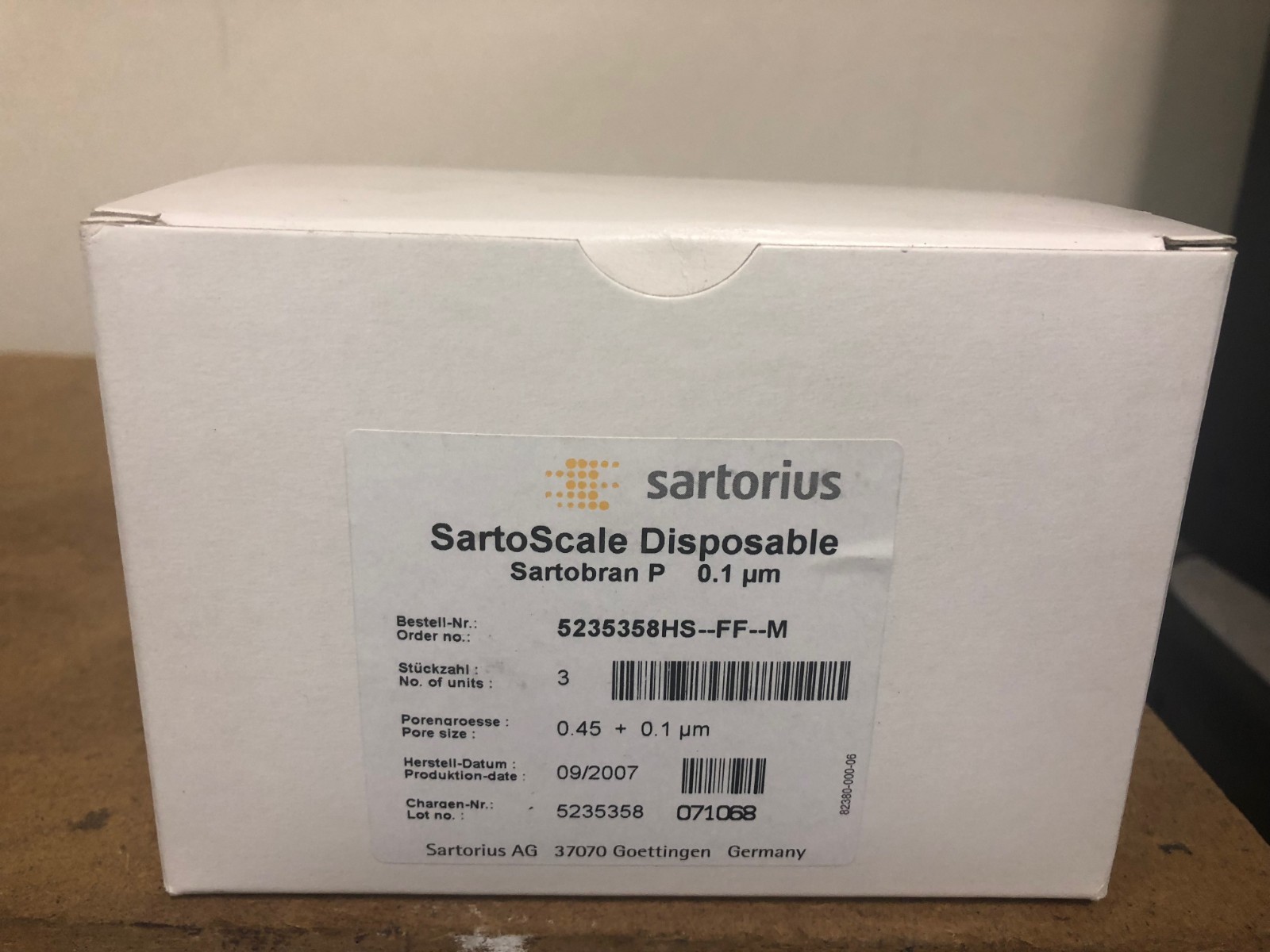 Sartorius 5235358HS–FF–M Sartobran P 0.1 um SartoScale Disposable Lot of 3