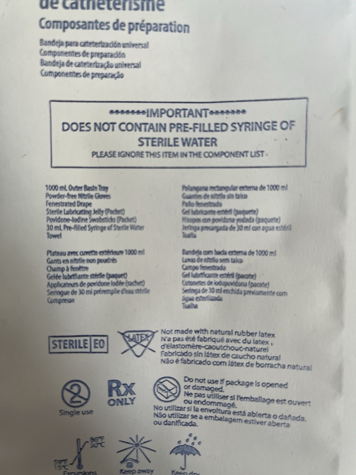 Covidien Dover Universal Catheterization Tray Prepping Components #76000