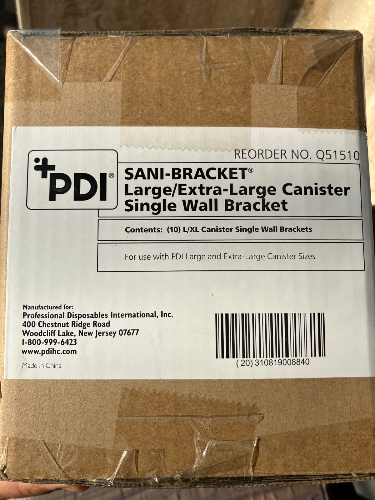 10 Count Sani-Bracket Large/Extra Large Canister Single Wall Bracket Case Q51510