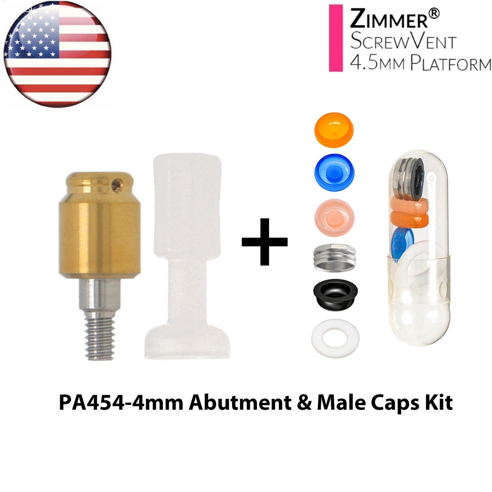 US Dental Locator Abutment For Zimmer Tapered Screw-Vent TSV Ø3.5/4.5mm Platform