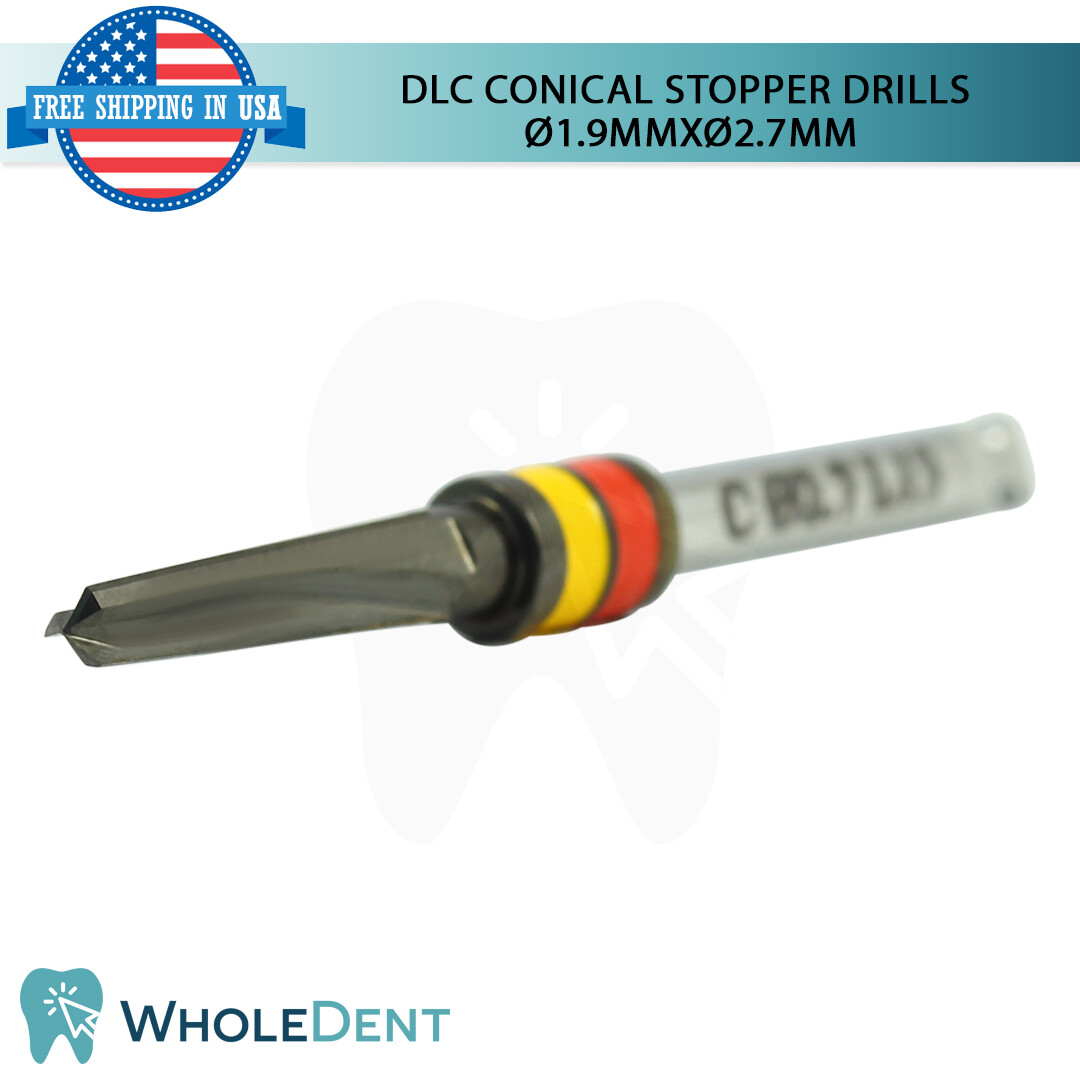 DLC Conical Integral Stopper Drill Ø1.9XØ2.7 Dental Im plant Tool Instrument