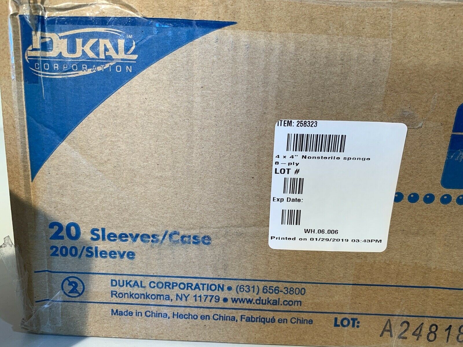 One Case of 4000 Dukal Gauze Sponges 4″x4″ 8-Ply, Ref 4084