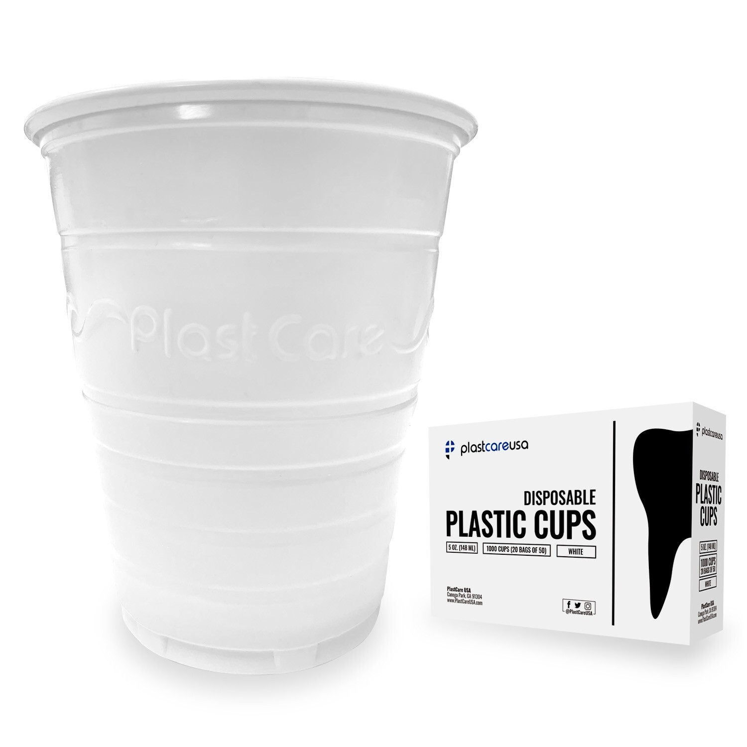 2000 PlastCare USA White Dental 5 Oz. Rinse Cups, Disposable Plastic Mouth Wash