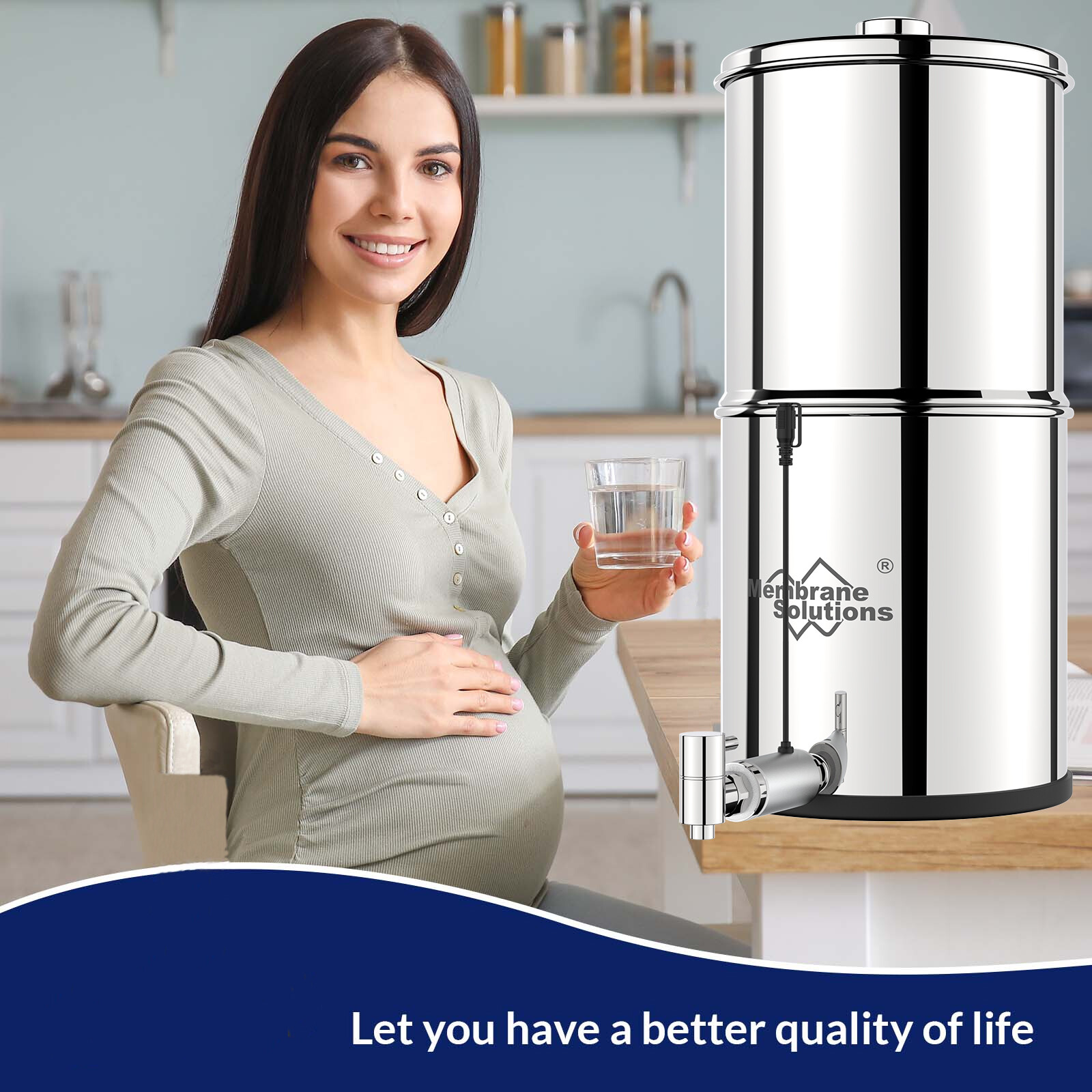 UV Gravity-Fed Water Filter System Countertop Reduce Chlorine,Bad Taste&Odor8.5L