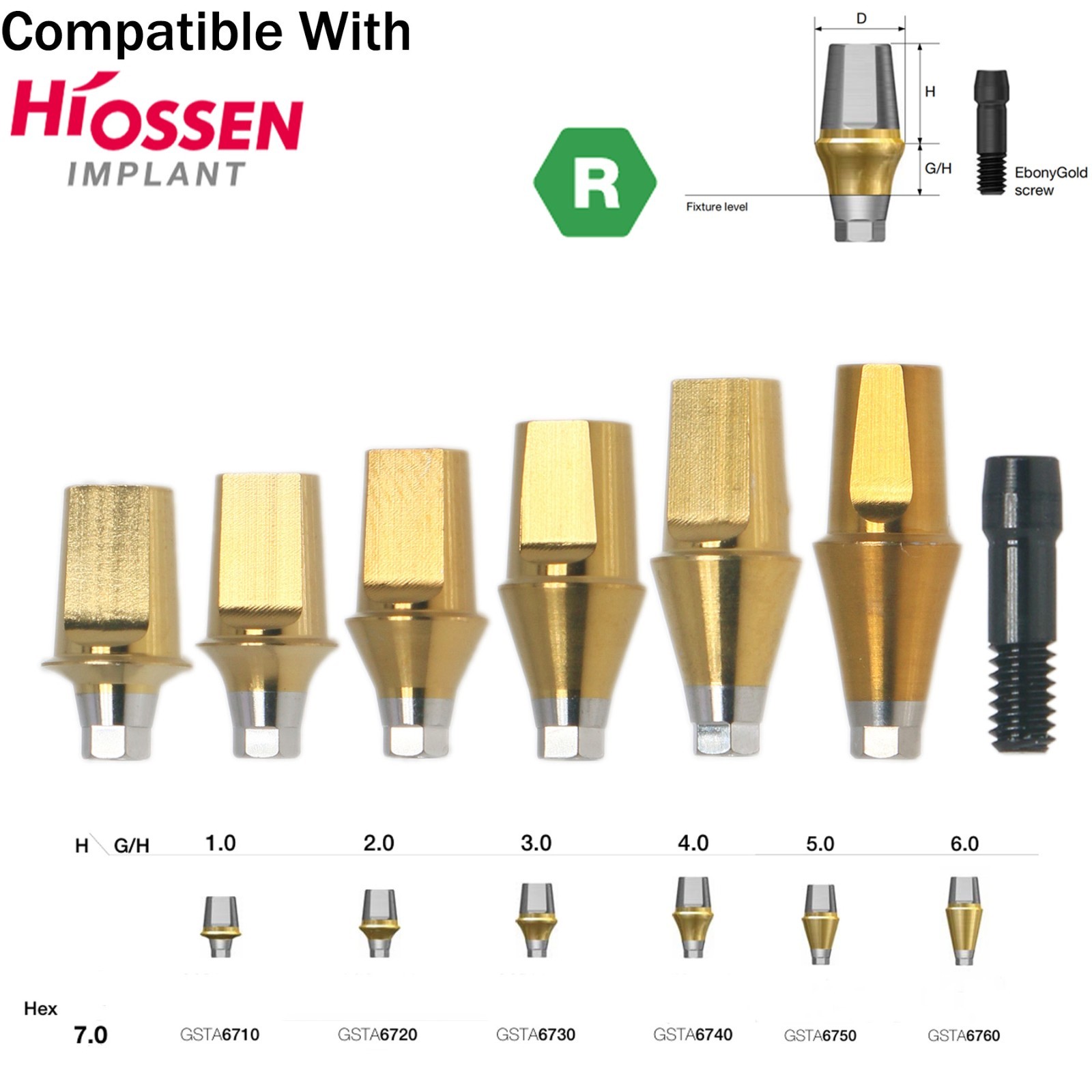 US Dental 17° Angled Anatomic/Straight Transfer Abutment Fit Hiossen Osstem M/R