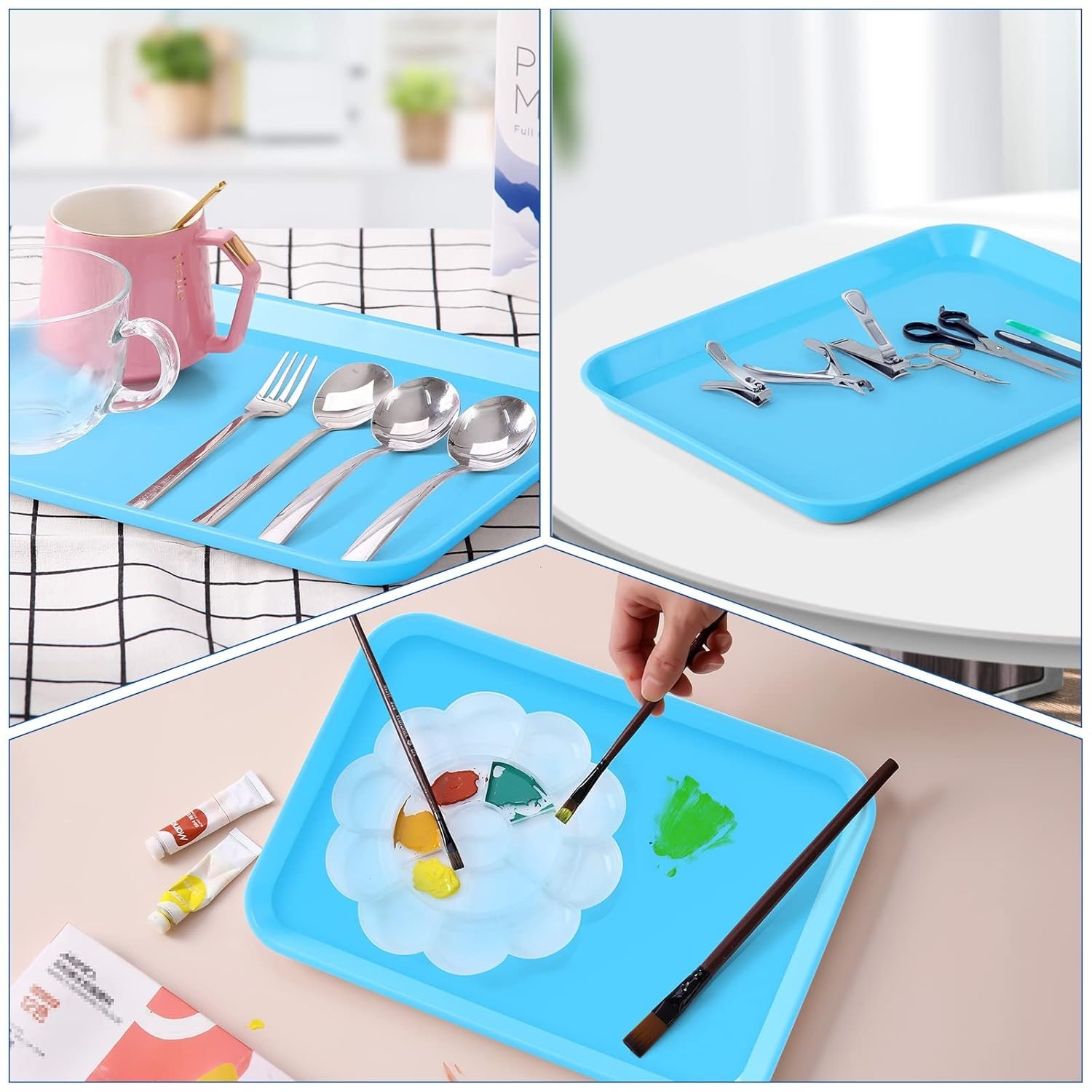 Sturdy Plastic Flat Tray Blue Medical Dental Lab Instrument Large 13.25