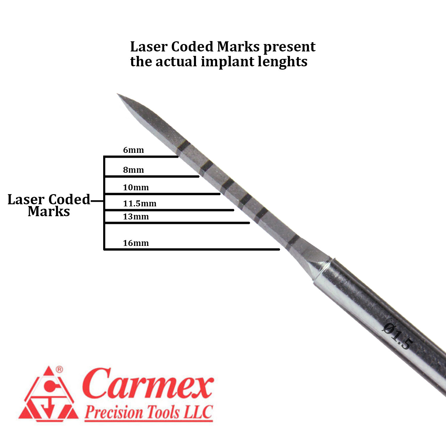 2x Carmex Dental Implant Spade Pilot Marking Lance Surgical Drill 1.5mm + 1.2mm
