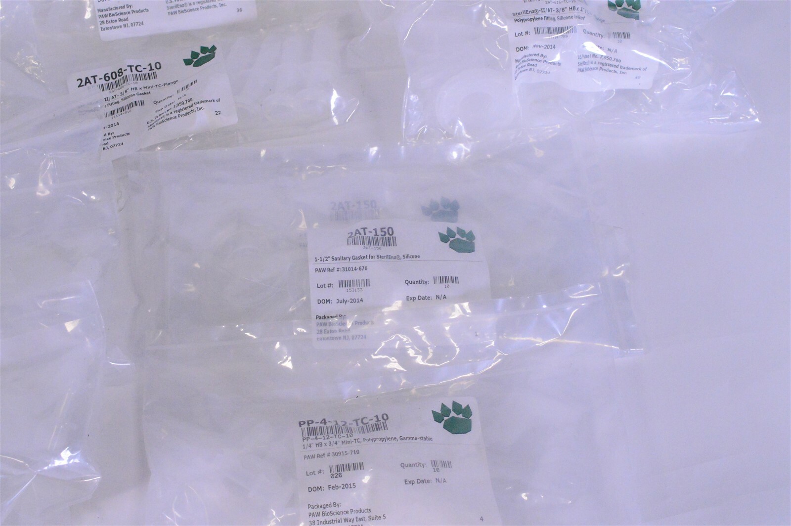 Lot of PAW BioScience Polypropylene Gaskets Mini-TC Caps Gamma-Stable