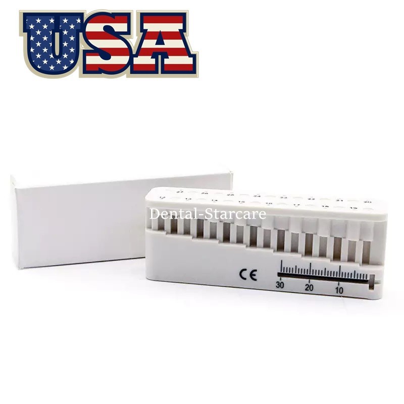 Dental Endo Block File & Bur Holder with Measuring Ruler White Autoclavable USA