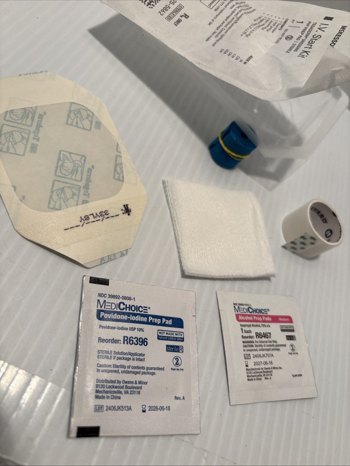 LOT/10pack McKesson I.V. Start Kit with Tegaderm Dressing PVP Prep Pad,2 Pk Free