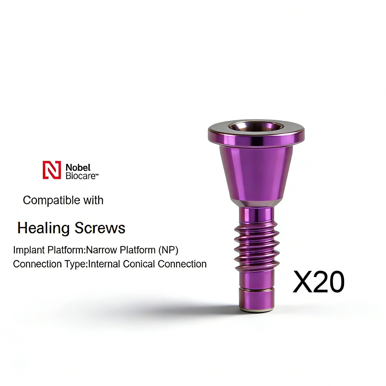 20Pcs Dental Nobel Biocare Healing Abutment Cap Ø3.6/5/6 Conical NP/RP H3/5/7mm