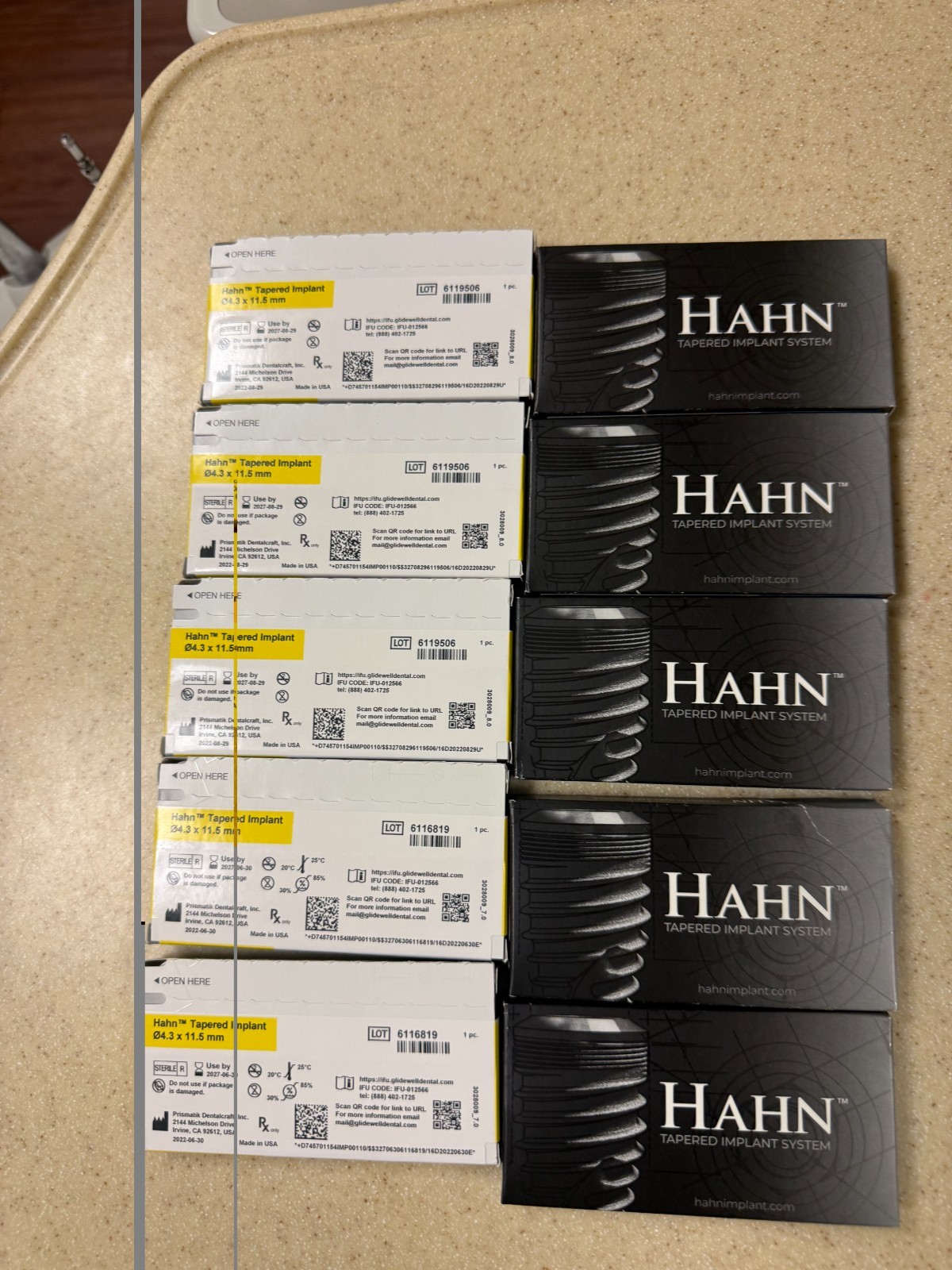 Hahn Tapered Implants 4.3*11.5mm ( 5 of them can be sold as per needed)