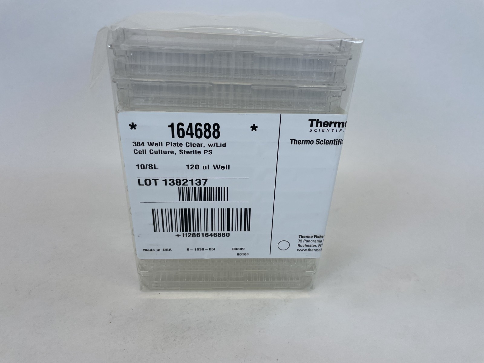 Thermo Nunc 120μL 384 TC Well Plate Clear with Lid Sterile PS 30cs 164688
