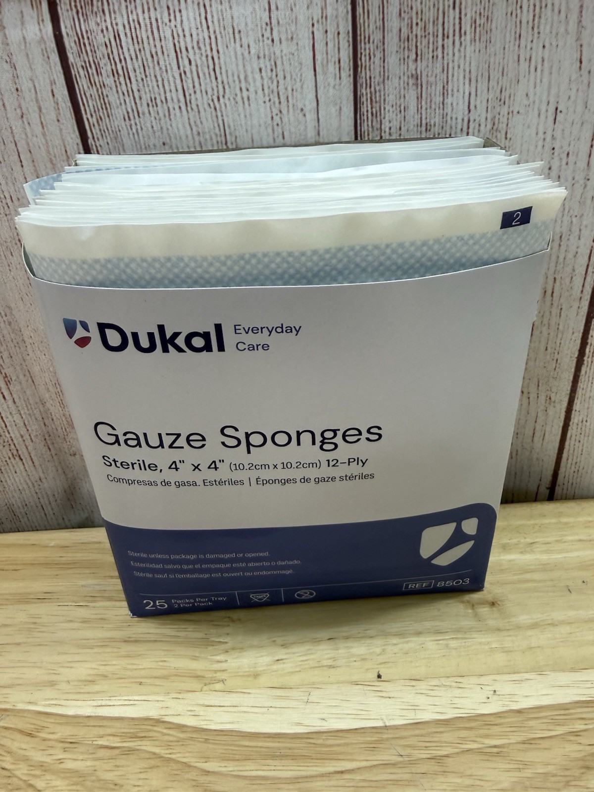 Dukal 8503 Gauze Sponges 4×4” Sterile 100% Woven, 12-Ply 25 Count Tray