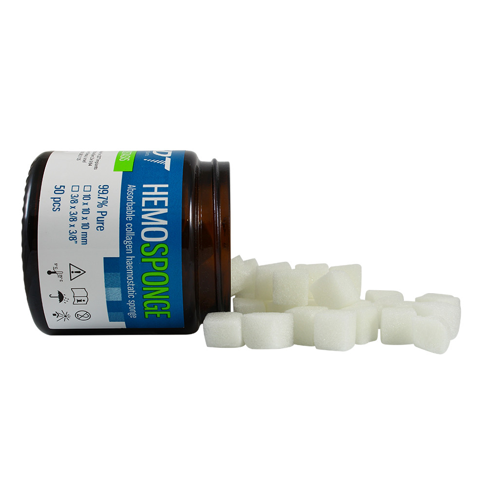 2X Dental Hemstatic Sponge Hypoallergenic Tampon Collagen Gelatin, 2×50 cubes