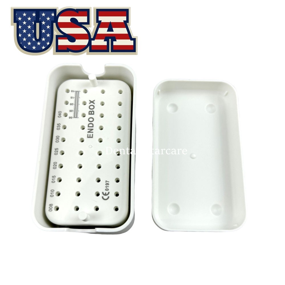 Dental Endo Box With Ruler 40 Holes Files Blocks Disinfection Stand 4 Colors USA