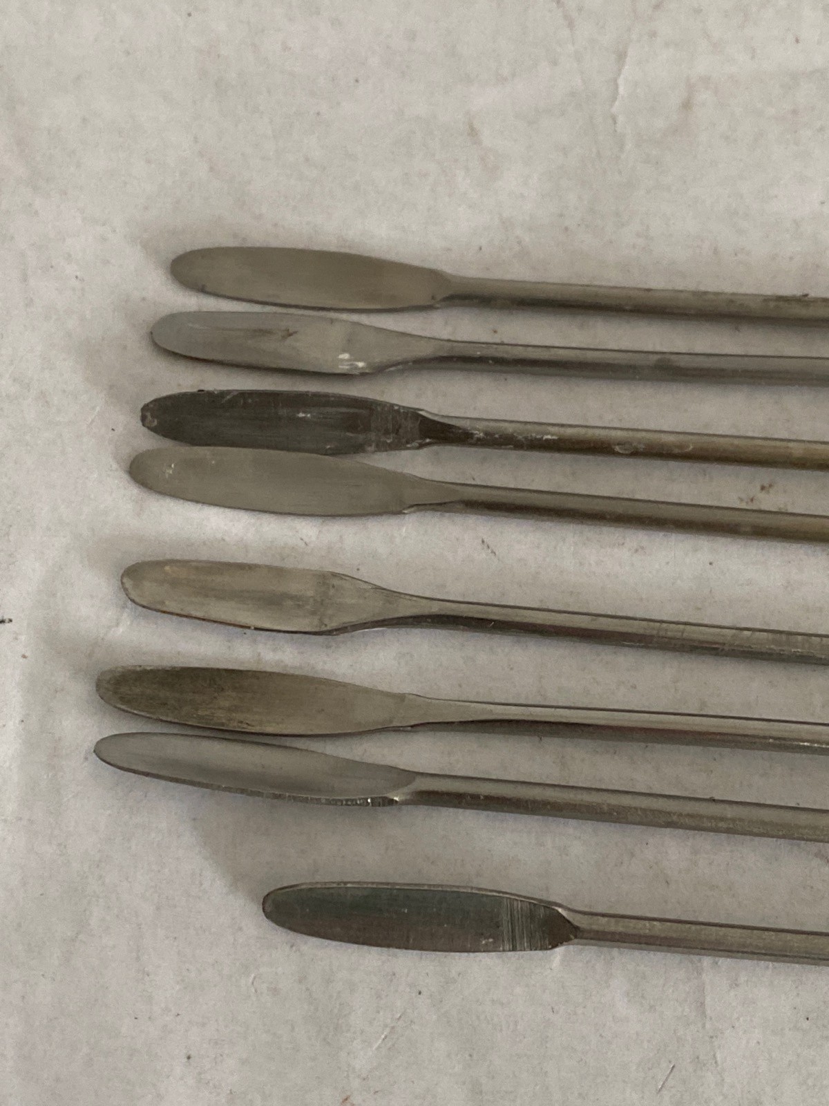 Used (8 Pc) Laboratory Stainless Steel Micro Spatulas 6-1/2” 5-1/2” Length