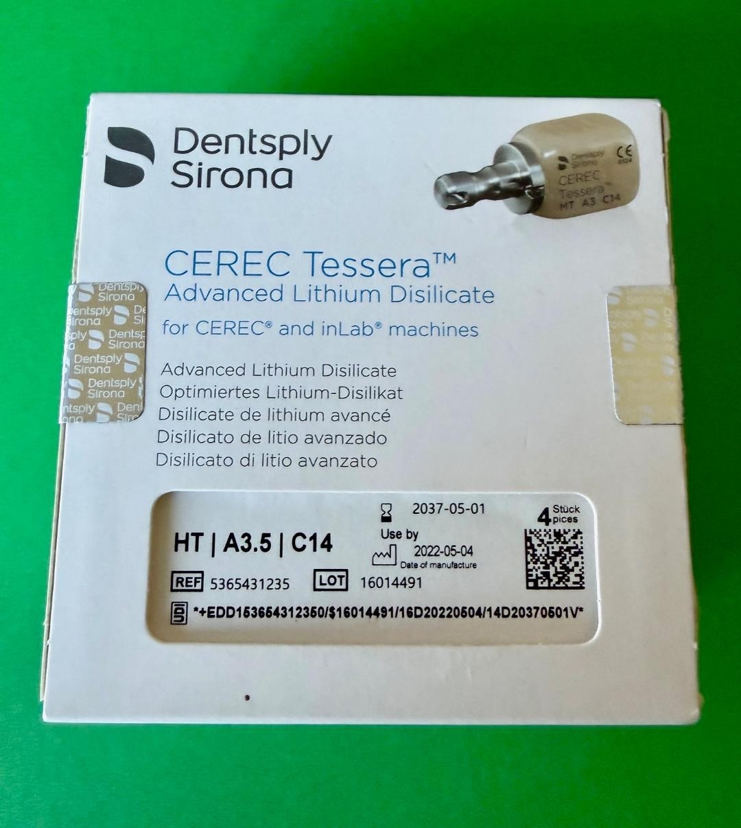 CEREC Dentsply Sirona Tessera – HT A3.5/ C14 – 4 Milling Blocks / New & Sealed