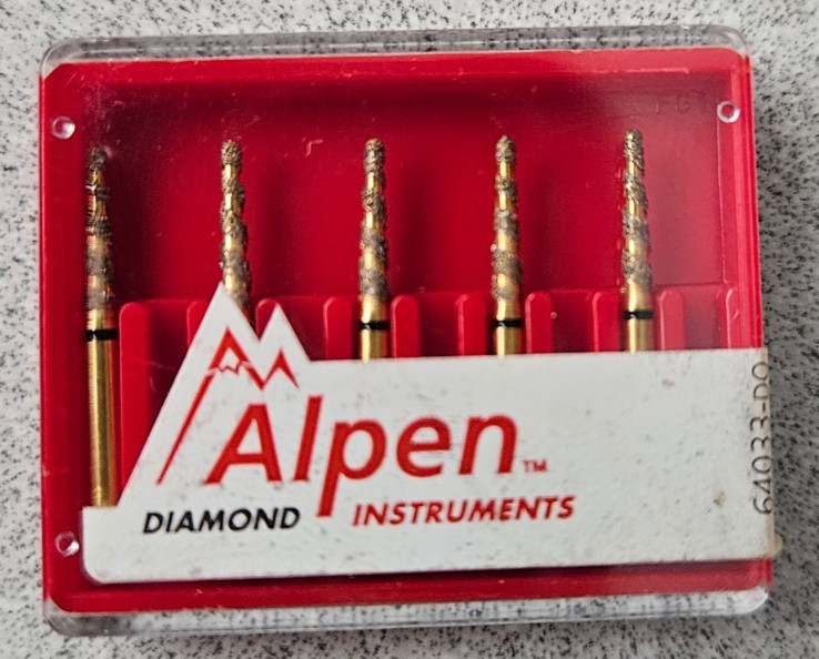 Alpen Instruments R8568TC016FG ROUND END TAPER SUPER COARSE DIAMOND 1 Pk /5 Burs