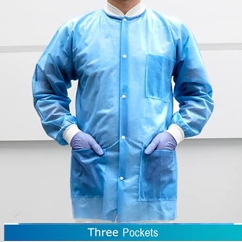 Pack of 10 Disposable Lab Jackets, Unisex Hip-Length Lab Coats 45gsm M-2XL
