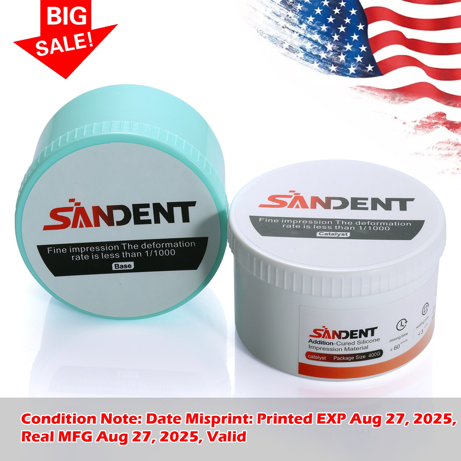 SANDENT Dental Putty Regular Set PVS VPS Impression Material 2 x 400g SALE
