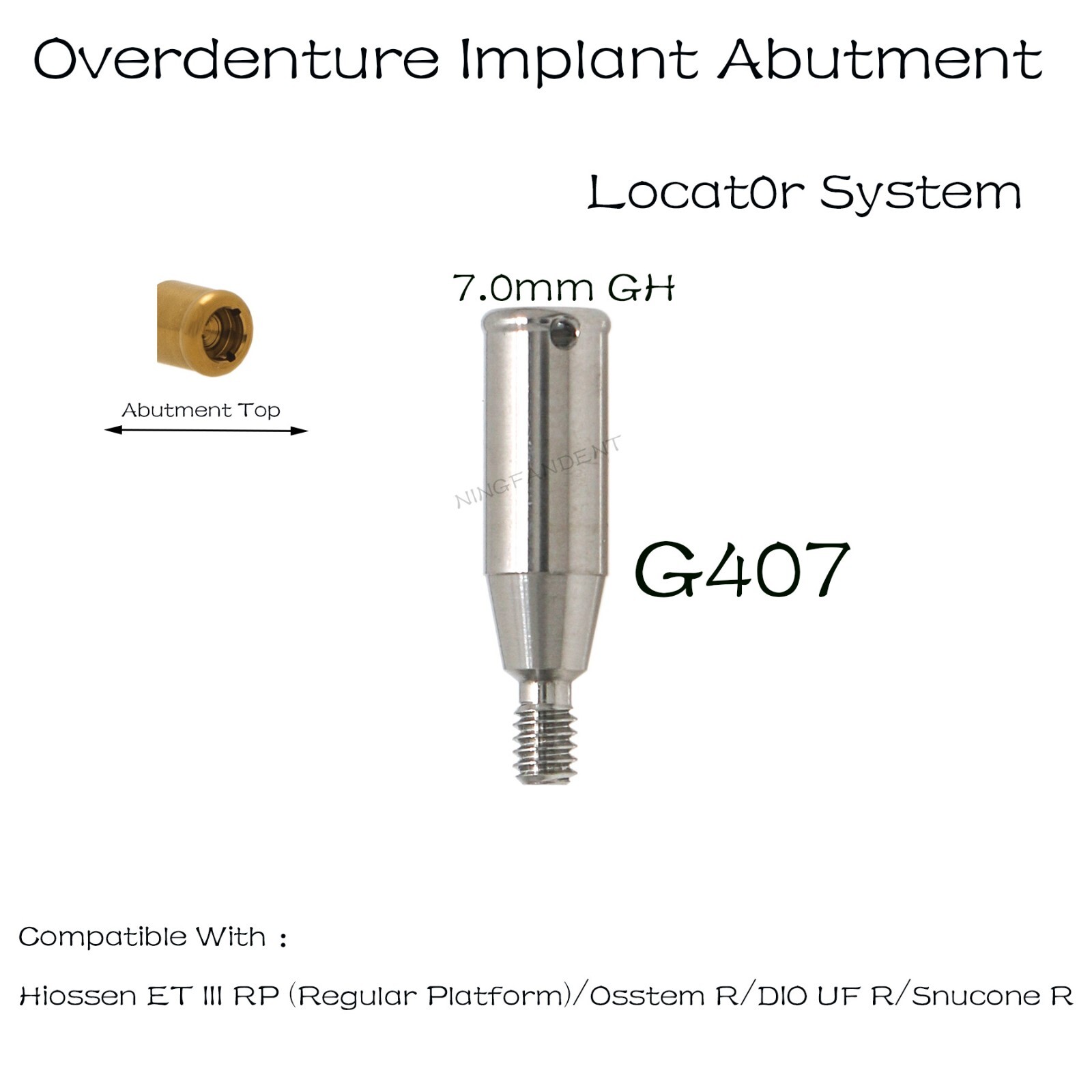 US Hiossen ET Implants Regular Overdenture Locator Abutment & Male Cap Inserts