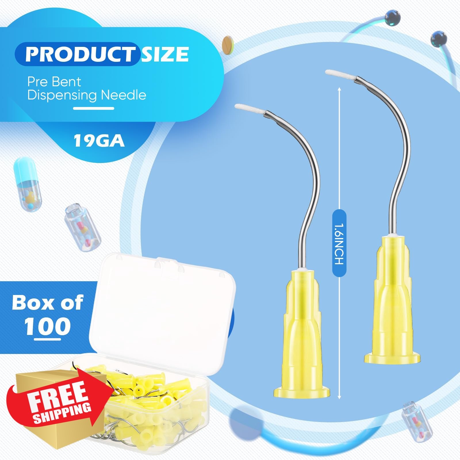 Threlaco 100pcs 19g Bent Mixing Tips Glue Applicator