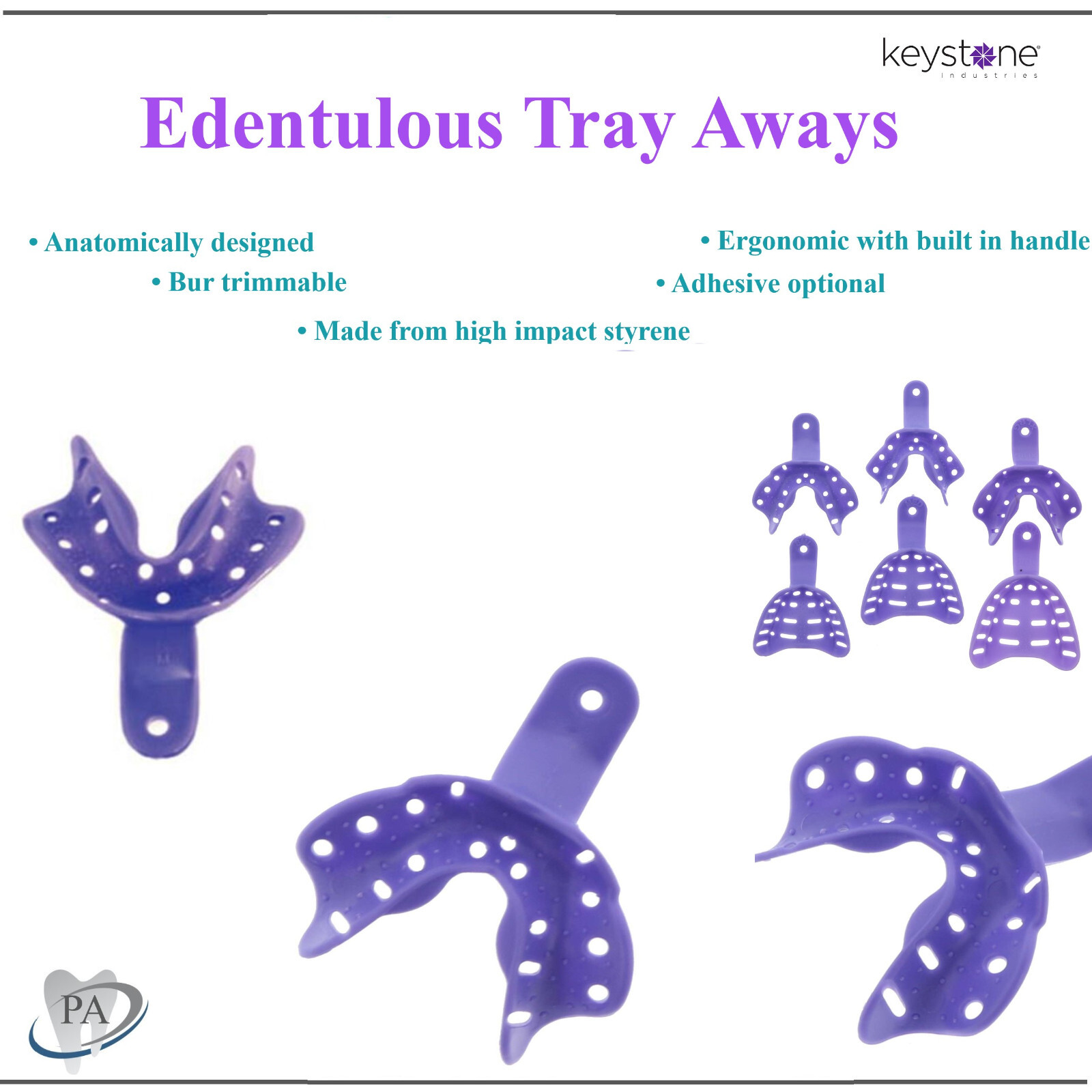 Dental Edentulous Tray Aways Edentulous Impression Trays, Keystone, All Sizes