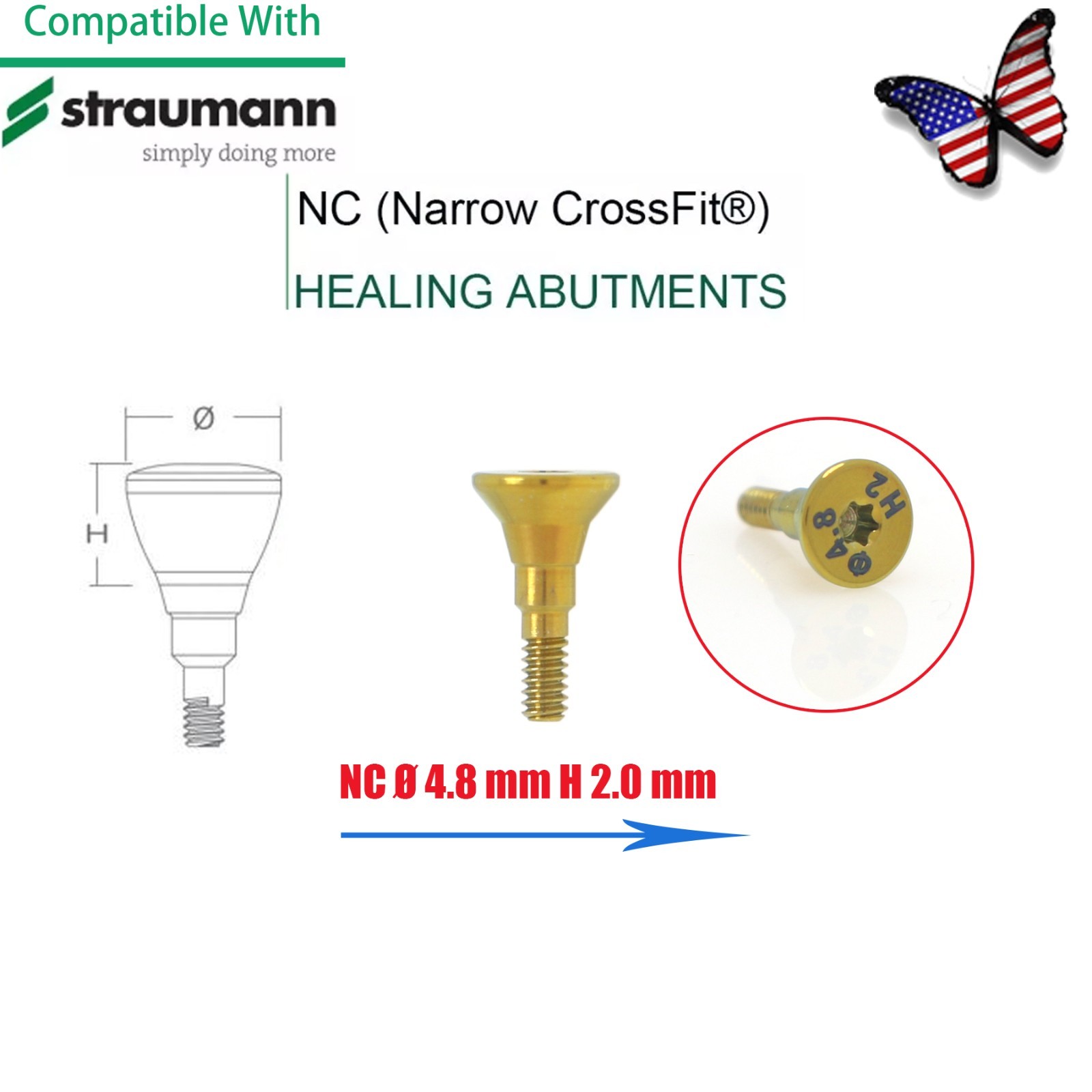 Dental Healing Abutment Cap/Closure Cover Screw Fit Straumann Cross Bone Level