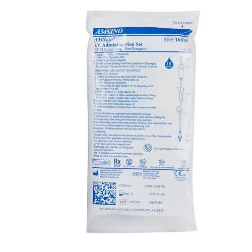 108301: Primary IV Tubing, 10 drops per mL, 83″ in length, priced per case of 50